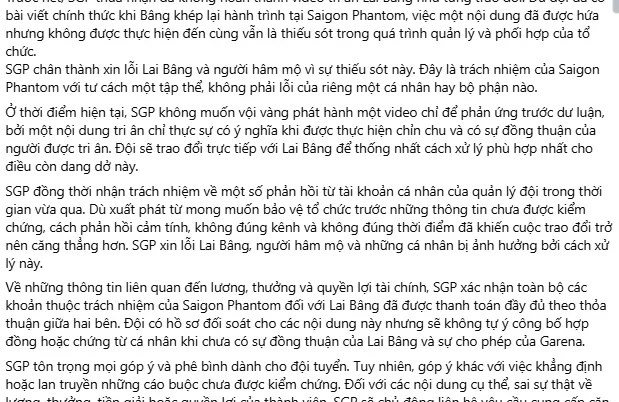 Saigon Phantom ra thông cáo xin lỗi Lai Bâng về video tri ân dang dở